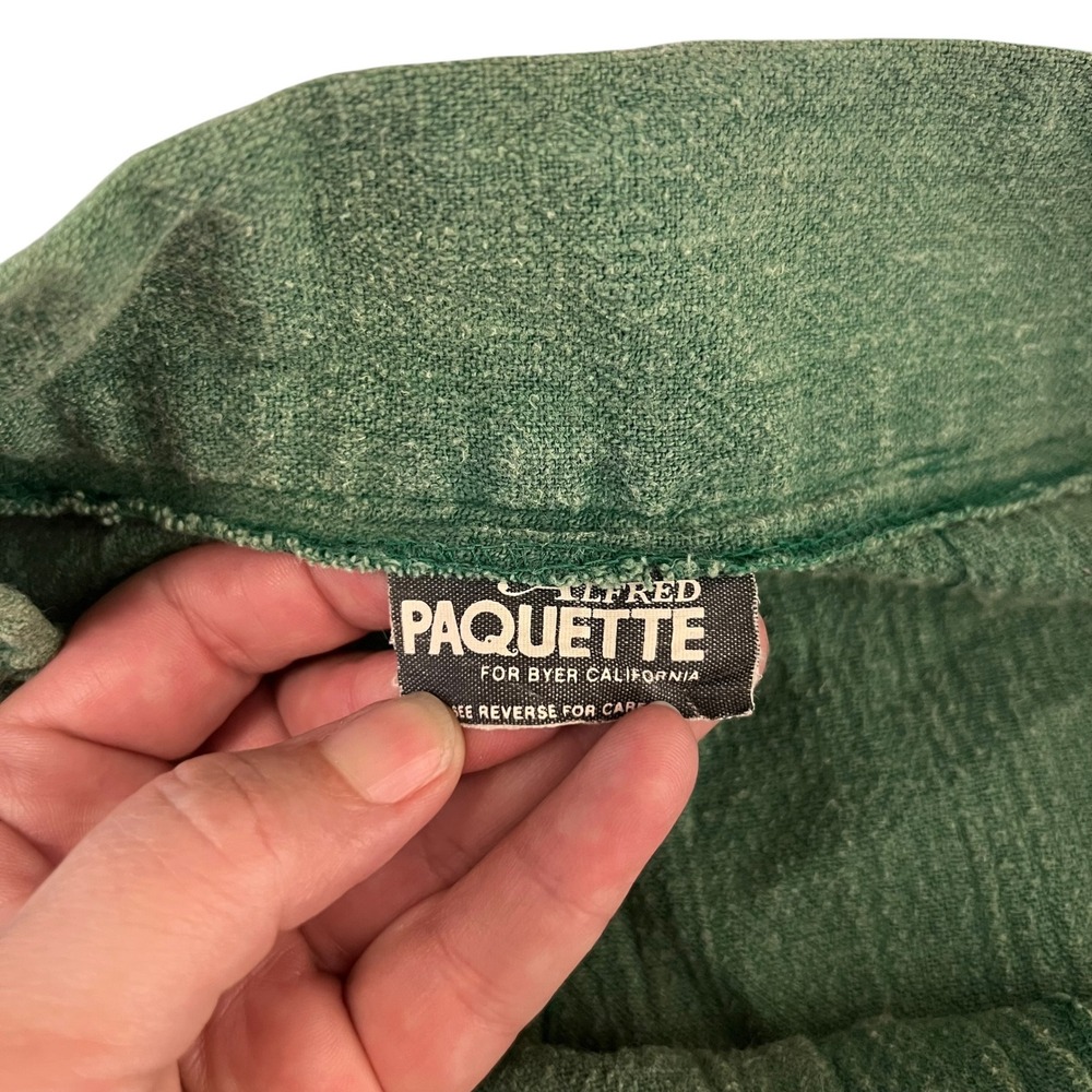 Vintage 70s Alfred Paquette Byer California Green Wide Leg High Waist Pants - Picture 4 of 12
